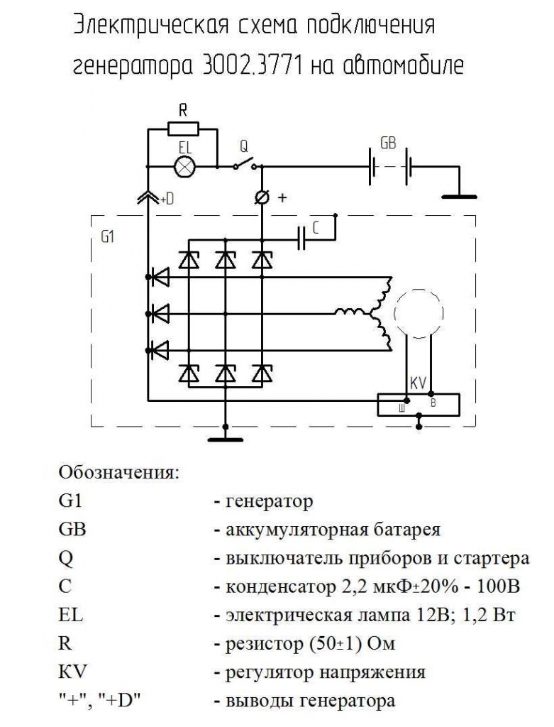 Схема подключения генератора паз